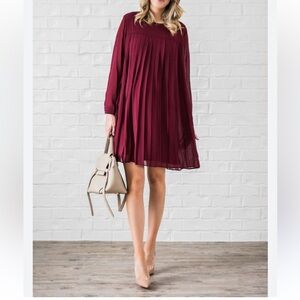 Rachel Parcell Deep Red Long Sleeve Dress